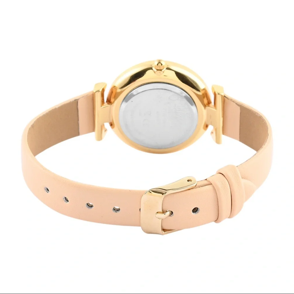 Lucy K Bracelet Watch with Beige Leather Band